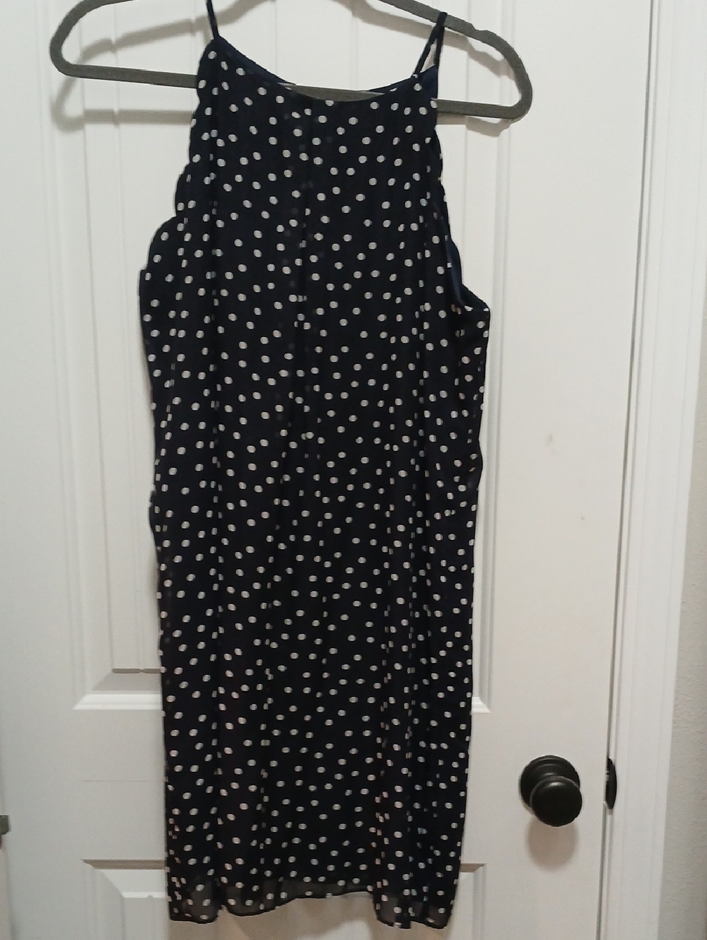 by & by Navy Polka Dot Dress with Black Label